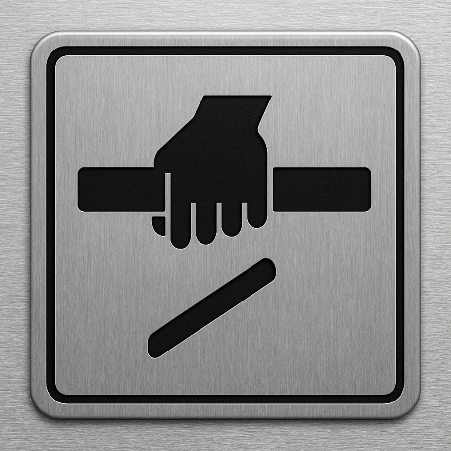 Symbol eines Handgriffs mit einer Hand, die eine Stange fasst.